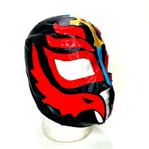 Mysterio Niños Talla Lucha Libre Disfraz Máscara Luchador Negro Rojo - Imagen 1 de 4