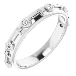 Juego de bisel de diamante anillo cruzado en oro blanco 14K (1/8 CTW) - Imagen 1 de 5