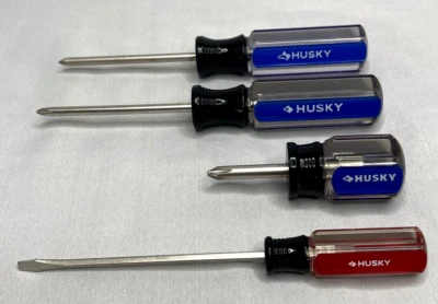 HUSKY Screwdrivers Red/Blue USA Made 678-076, 681-107, 687-957 Lot of 4 - Image 1 of 4