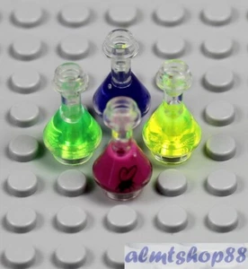 LEGO - 4x Erlenmeyer Frascos Trans - Frascos de laboratorio Botella de poción Minifigura de Halloween - Imagen 1 de 2