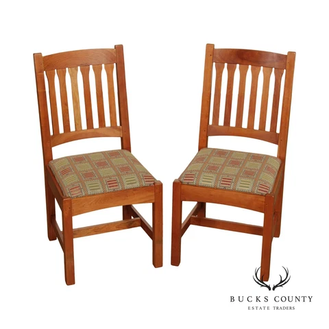 Stickley Mission Collection Pair of Cherry Cottage Side Chairs Cover