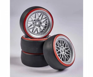 Carson C900156/500900156 1:10 Drift Wheel Set (4 Pcs.) Silver/Red, (For Tamiya) - Picture 1 of 3