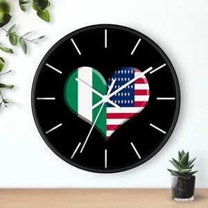 Reloj de Pared Corazón Bandera Nigeriana Americana Orgullo Nigeria Orgullo Americano - Imagen 1 de 10