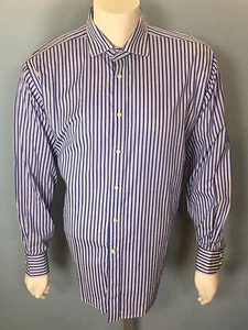 Jack Stone By Thomas Dean XL Button Down Shirt Reversible Cuff Blue & White - Picture 1 of 8
