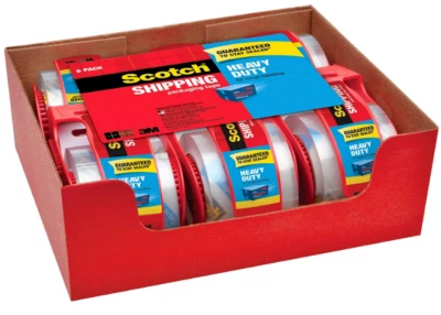 Packaging Tape Heavy Duty Scotch Mailing Shipping Strong Seal Dispenser 6 Rolls - Image 1 of 4