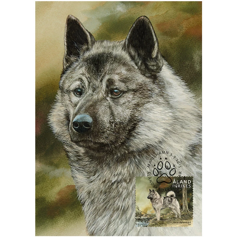 Norwegian Elkhound Hunting Dog Aland Finland Maxi FDC 2015 - Image 1 of 1