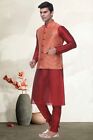 Jacket Nehru Men's Red Silk Ethnic Collar Shirt Men Pajama Clothing Traditional