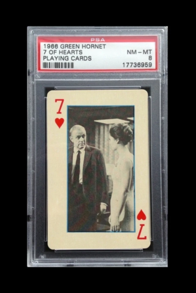 PSA 8 NM-MT 1966 GREEN HORNET PLAYING CARD 7 OF HEARTS (BRUCE LEE) - Image 1 of 1