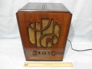 Excepcional, Edad Máquina 1935 STEWART WARNER R-140 Deco Tubo Madera Radio-Milano - Imagen 1 de 12