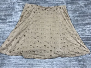 Maurices Skirt Womens Large Beige Knee Length A-Line Faux Suede Pull On - Picture 1 of 11