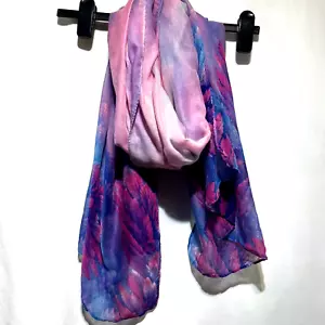 Ladies Sheer Chiffon Purple Floral Shawl (60x180 cm) - Picture 1 of 4