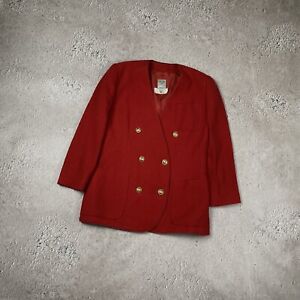 Celine vintage Rare red womens wool blazer jacket Short Coat Tweed size 42 Italy