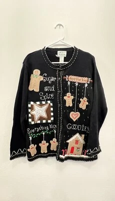 The Quacker Factory Christmas Sweater Size Medium M, Gingerbread Ugly - Image 1 of 4