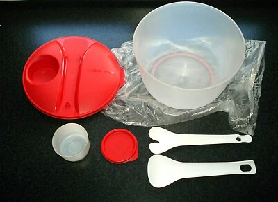 Tupperware großer Salat & Go. Salatschüssel +Salatbesteck & Dressingbehälter - Bild 1 von 2
