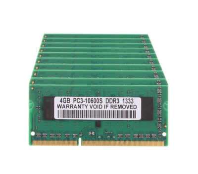 40 GB DDR3 RAM 10x 4 GB PC3-10600 1333Mhz Laptop Memory SO-DIMM CL9 Low Density - Image 1 of 4