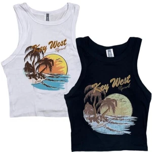 Rip Curl Women's Tank Top Fury Sunset Key West Ribbed Knit Tee Top - Picture 1 of 3