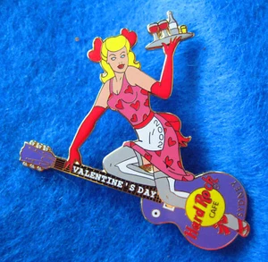 SYDNEY VALENTINE'S DAY BLONDE SERVER GIRL 2002 GUITAR Hard Rock Cafe PIN LE - Picture 1 of 1