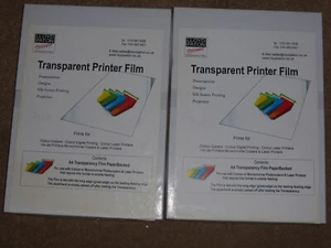 A4 transparente Druckerfolie/OHP Folie (2 Kartons x 100 Blatt) Papierrücken - Bild 1 von 3