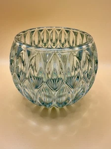 Vintage Kerzenschale aus Glas mit Tropfenmuster schwer strukturiert - Bild 1 von 5