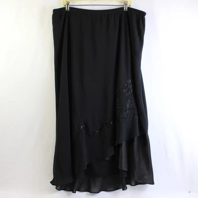 Falda para mujer 24W negra en capas con detalles florales con cuentas sin marca  Foto 1 de 4