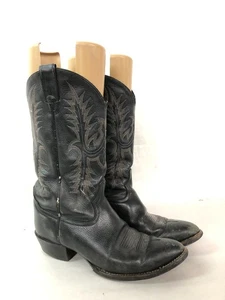 Herren Tony Lama Schwarz Leder Genäht Cowboy Western Stiefel - Bild 1 von 14