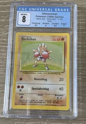 Nockchan Hitmonchan 1999 Base Set Unlimited German CGC 8 7/102 Holo Pokemon Card - Image 1 of 2