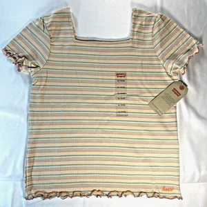 Levi's Peach Stripe Crewneck Knit Top Girl's XL BRAND NEW - Picture 1 of 5