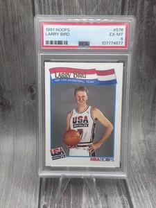 1991 Hoops #576 Larry Bird PSA Ex-Mt 6 Dream Team 1992 Baloncesto Olímpico Salón de la fama - Imagen 1 de 10