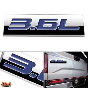 "3.6L" Polished Metal 3D Decal Blue Emblem For Cadillac/Saturn/Buick/Pontiac - Picture 1 of 2