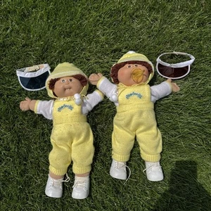 Vintage Cabbage Patch Twin Boys Very Rare, With Pacifier And Visors - Picture 1 of 7