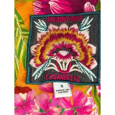 Johnny Was Embroidered Floral V Neck Short Sleeve Bamboo Blend Top Size Small - Image 1 of 4
