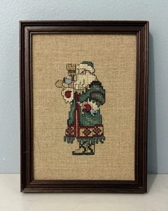 Santa Kris Kringle Nadelspitze Volkskunst gerahmt Weihnachten Handarbeit 5,5x7,5 - Bild 1 von 4