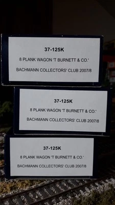 BACHMANN OO RAKE THREE T BURNETT & CO 8 PLANK WAGON Collectors Club DONCASTER  - Image 1 of 4