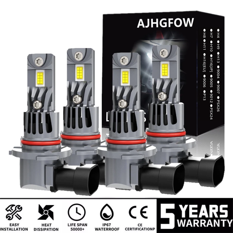 适用于 Geo Prizm LSi Sedan 1.6L 1993 - 1997 LED 车头灯高低灯泡套件 冷白色 — 第 1/4 张图片