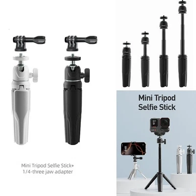 2 in 1 Mini Stativ Selfie Stick Halter + Adapter für Sportkameras / Handys - Image 1 of 4