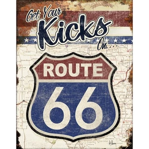 Route 66 Get Your Kicks Metal Sign Reproduction 32cm x 41cm - Picture 1 of 1