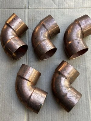 2-1/2” Mueller Copper 90s Sweat Solder. Lot Of 5  - Image 1 of 2