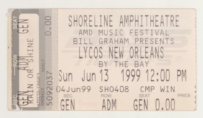 Funky Meters Galactic 6/13/99 NO By The Bay Shoreline Amphitheatre Ticket Stub - Image 1 of 1