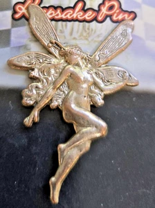 Vintage Angel Racer Keepsake Stick Pin Gold Tone Nude Fairy with Wings - Bild 1 von 6