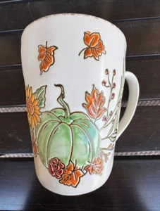 Eli & Ana Pumpkin Autumn Coffee Mug Cup EUC Handmade Ceramics 2021 RARE - Picture 1 of 11