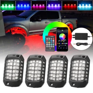 4/8/12 Pods RGB LED Rock Lights Underglow Wireless Bluetooth Offroad Truck ATV - Bild 1 von 26