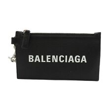 BALENCIAGA Key ring Card Case with strap 5945481IZI31090 Caviar Calf Skin Black