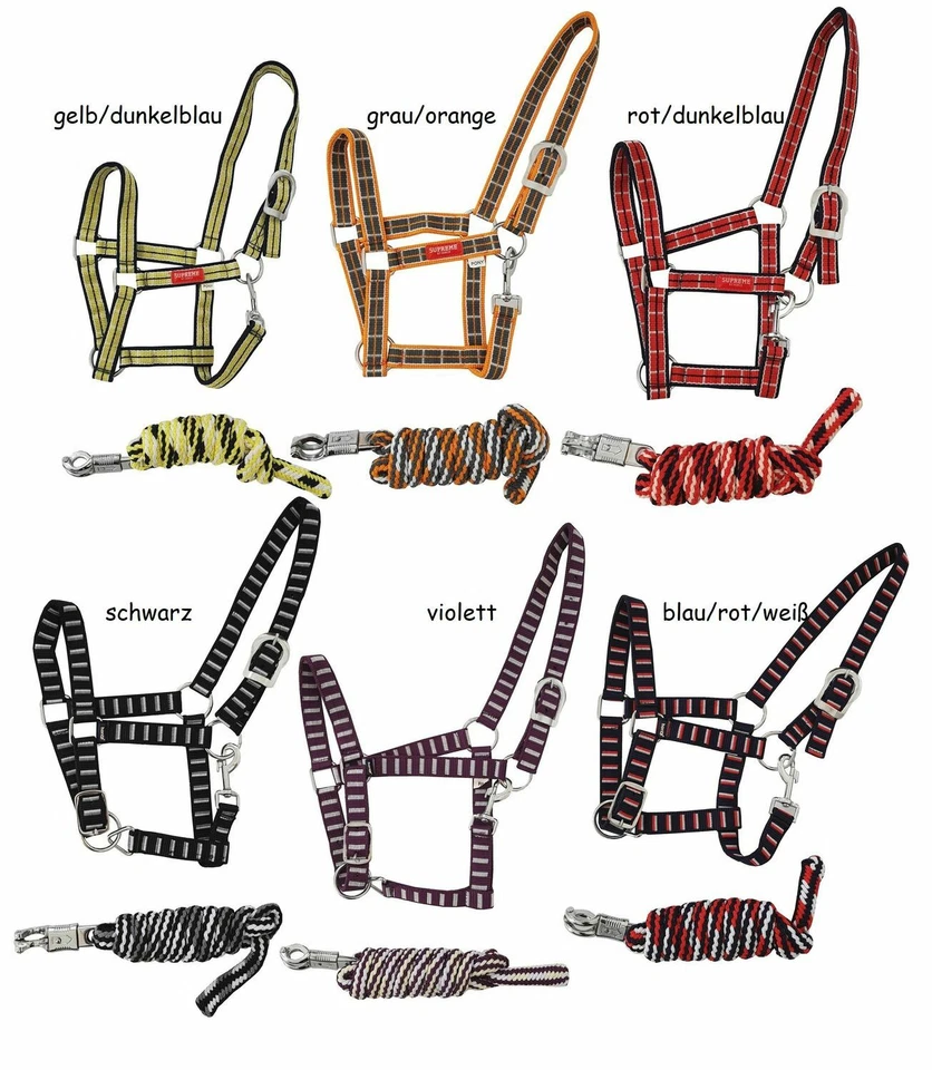 AKTION Pferde Halfter in attraktiven Mustern und Führstrick (Set) - Bild 1 von 1