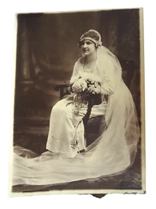 FOTO NUPCIAL NOVIA BODA ANTIGUA VICTORIANA EDUARDIANA SEPIA SIN MARCO neocurio - Imagen 1 de 5
