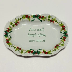Spode Christmas Candy Trinket Dish Plate 2008 Live Well Laugh Often Love Much - Picture 1 of 6