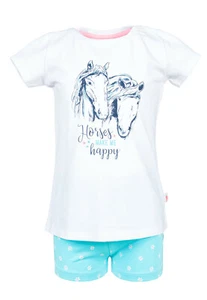 Salt and Pepper 23162870 Schlafanzug Pyjama Shorty kurz Mädchen Pferd Horse weiß - Bild 1 von 1