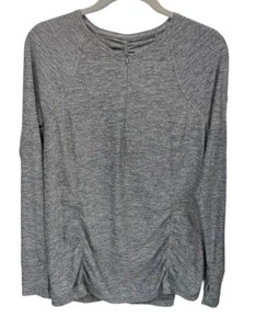 Athleta Long Sleeve Shirt Ruched Detail Size Large Quarter Zip - Picture 1 of 4