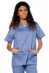 Casacca Medico Donna Cotone Camice Divisa Sanitaria Estetista Infermiera Lavoro - Foto 1 di 2