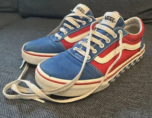 Vans Off The Wall Red White Blue Skater Sneakers Youth Boys 3 Women 5 Checkered - Picture 1 of 11