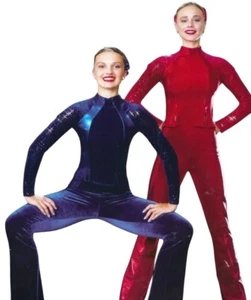 Flash RED Adult X-Large Hip Hop Ballet Dance Costume Velvet Sequin Top & Pants - Picture 1 of 6